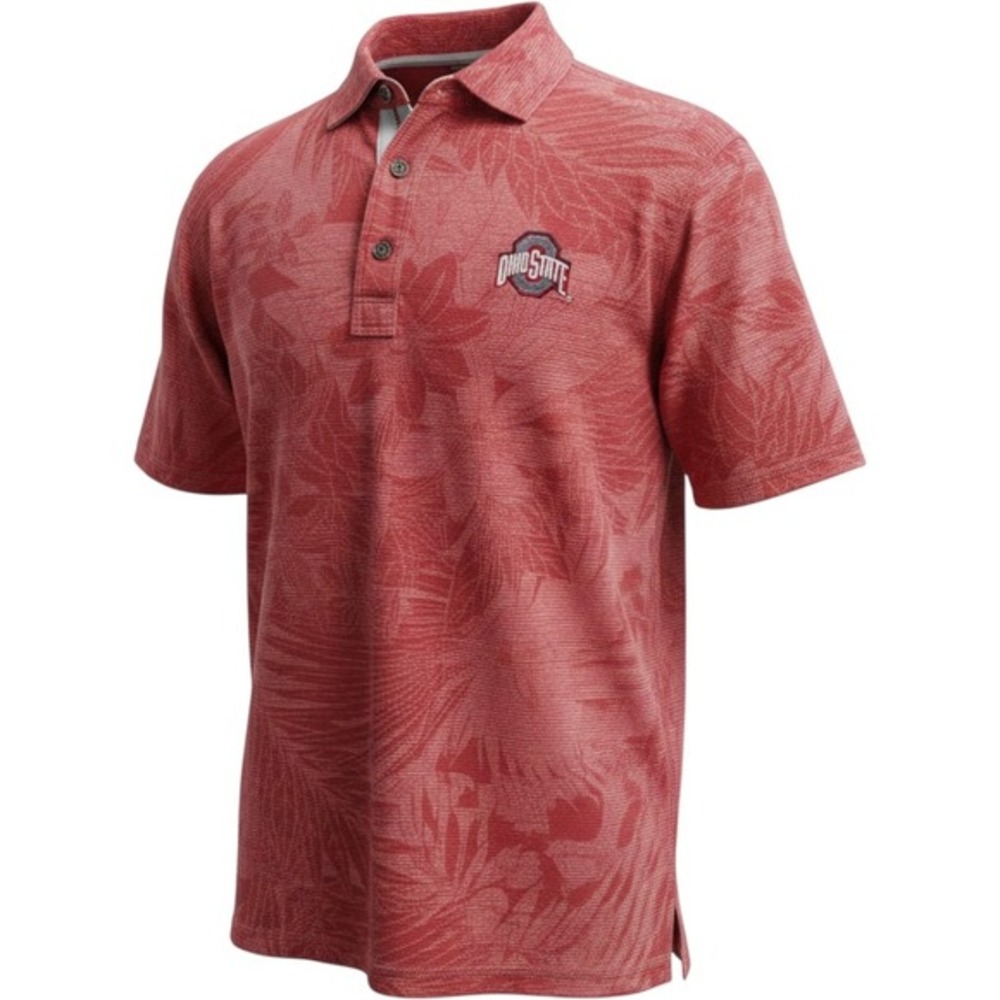 Tommy Bahama Mens Ohio State Buckeyes Red Tropical Floral Polo Shirt S NEW
